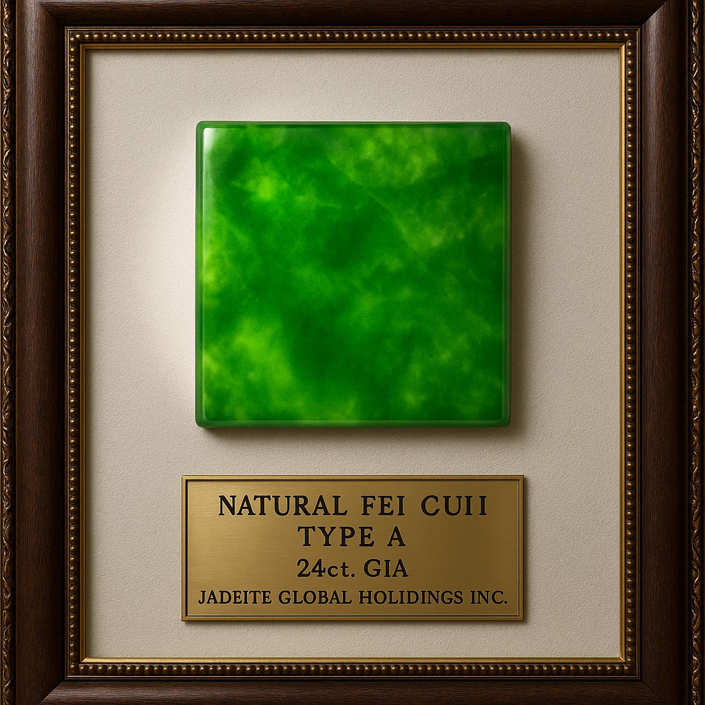 24.96ct GIA Fei Cui jadeite shard in gold frame